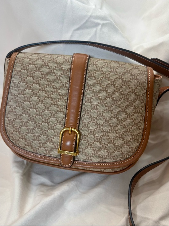 Celine Handbags - Celine Tan Brown Vintage Macadam PVC and leather shoulder bag